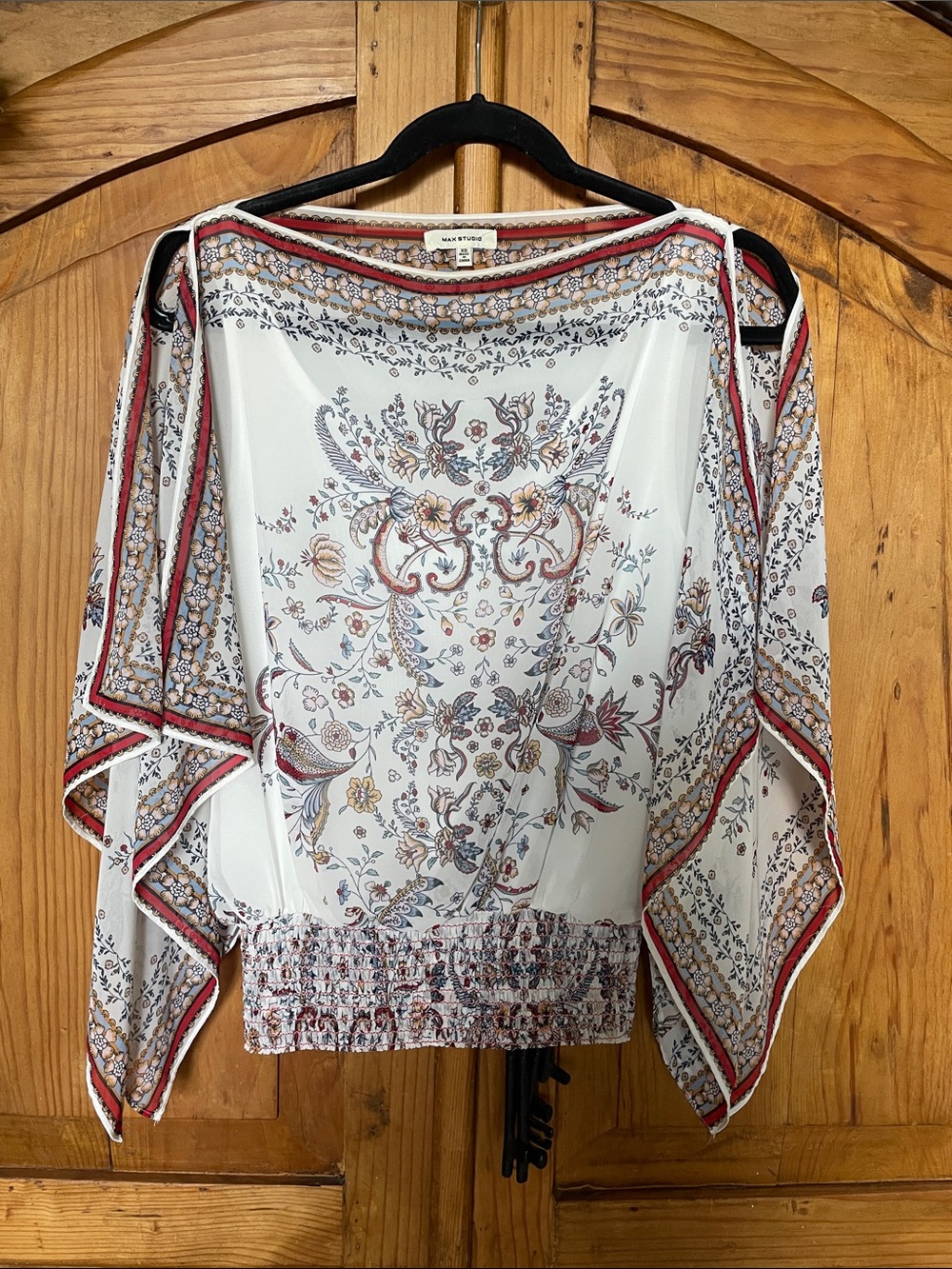 Max Studio White Floral Paisley Blouse